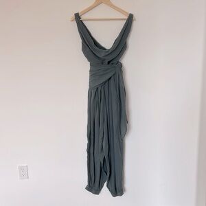 Free People Draped Jumpsuit in Slate Gray
